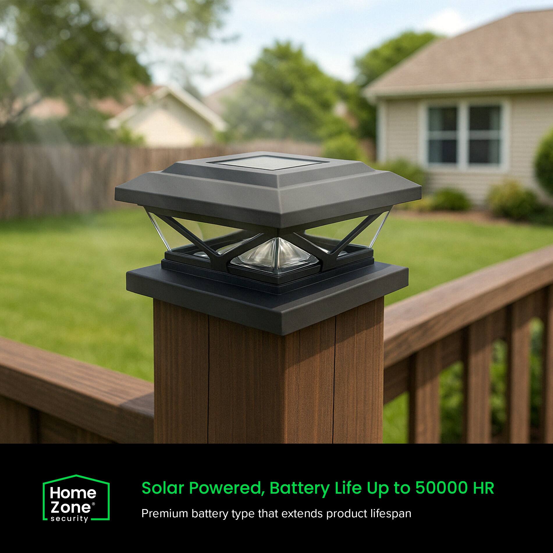 Home Zone Security  
Solar Powered, Battery Life Up to 50000 HR  
Premium battery type that extends product lifespan