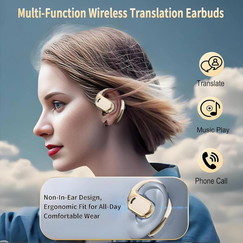 Multi-Function Wireless Translation Earbuds

- Translate
- Music Play
- Phone Call

Non-In-Ear Design, Ergonomic Fit for All-Day Comfortable Wear