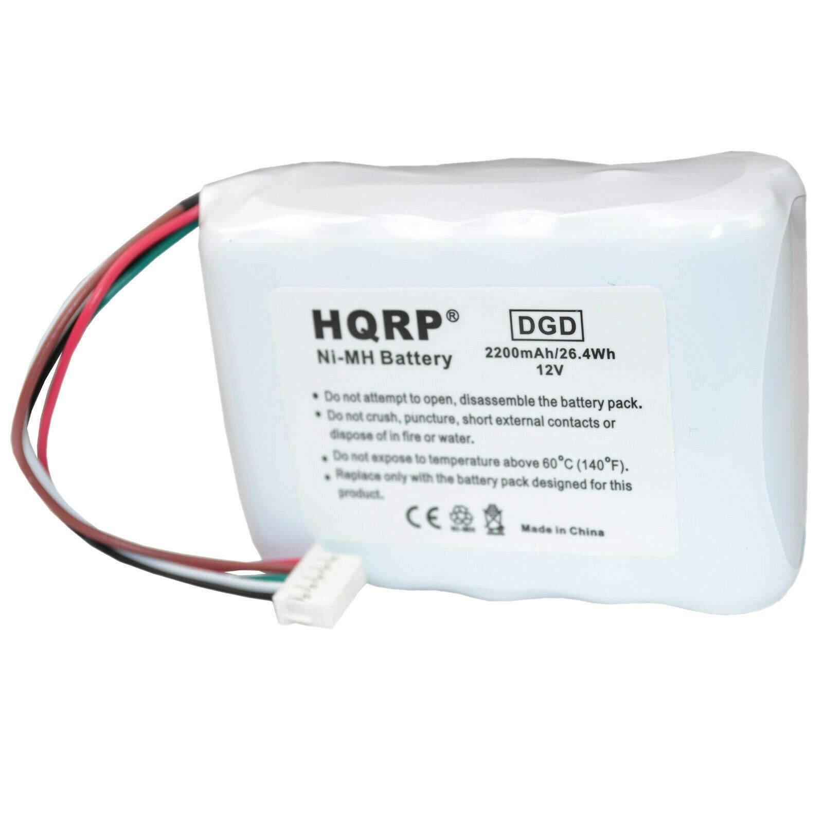 HQRP DGD Ni-MH Battery 2200mAh/26.4Wh 12V

- Do not attempt to open, disassemble the battery pack.
- Do not crush, puncture, short external contacts or dispose of in fire or water.
- Do not expose to temperature above 60°C (140°F).
- Replace only with the battery pack designed for this product.

CE Made in China