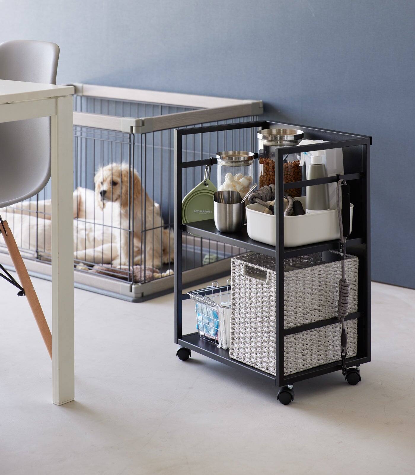 Alt View 9. Yamazaki Home - Two-Tier Hideaway Storage Cart (24" H)  - Steel - Black.
