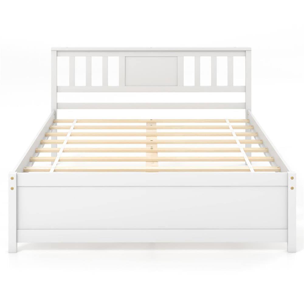 Front. Kadyn - Platform Bed Frame Bedroom Bed FrameWooden Platform Bed with Headboard and Wood Slat Support WhiteFull Size - White-Full.