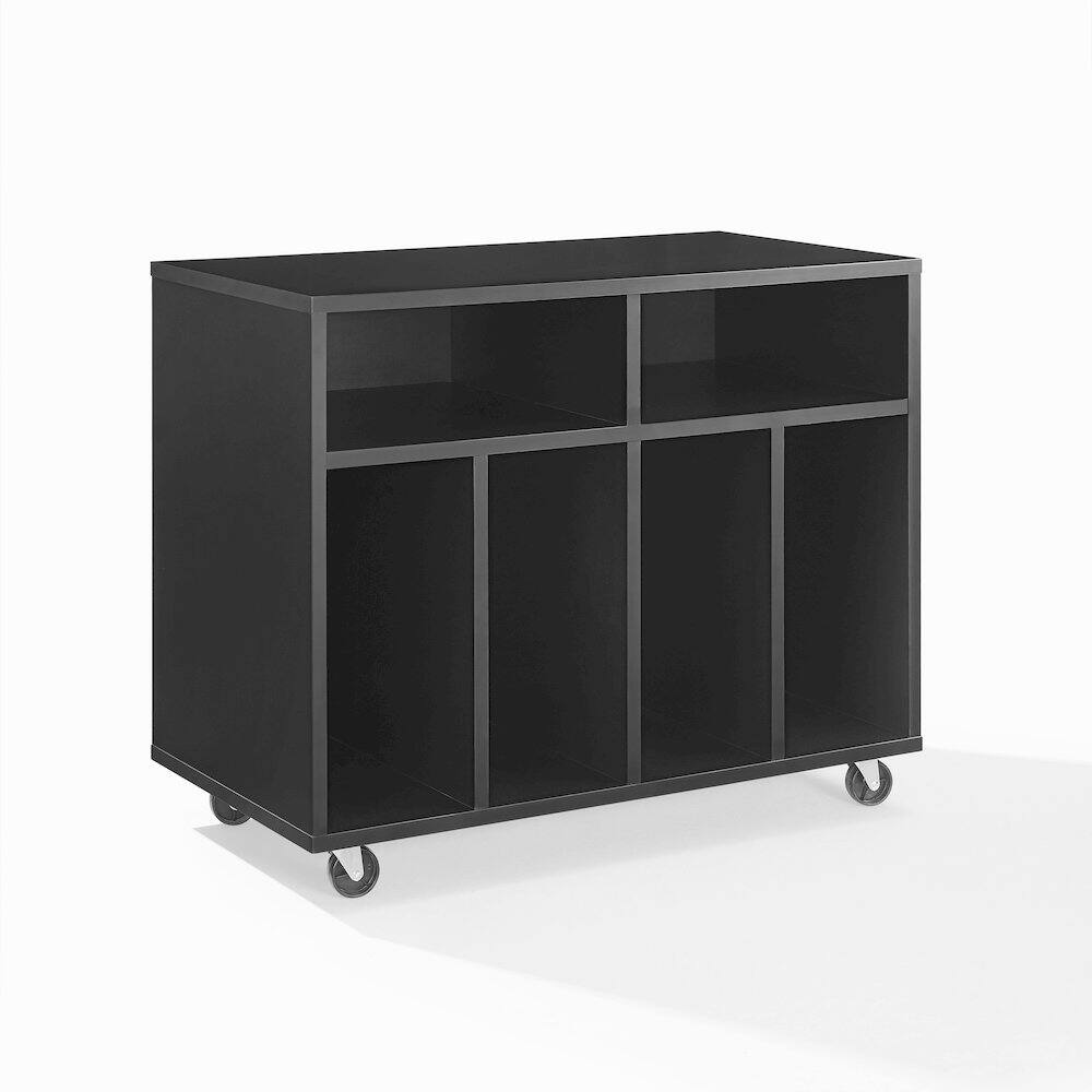 Alt View 3. Crosley Furniture - Carlo Rolling Record Player Stand With Vinyl Storage - Black.