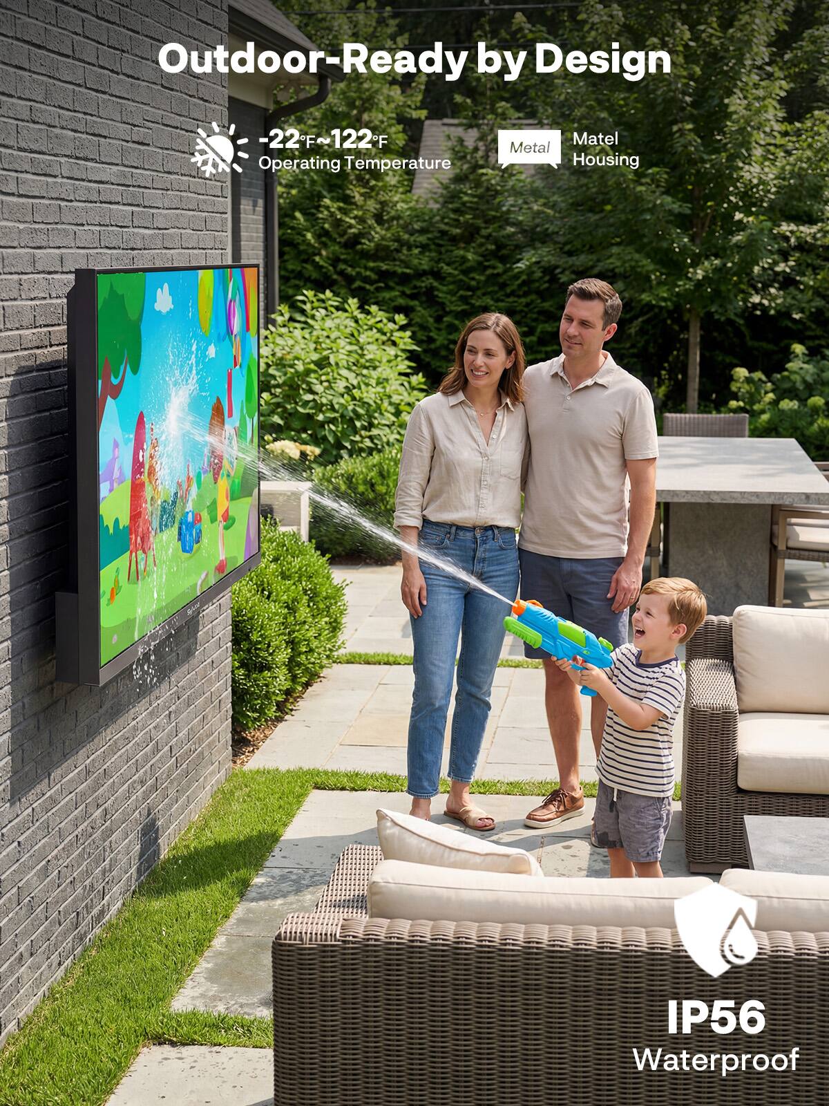 Outdoor-Ready by Design  
-22°F ~ 122°F Operating Temperature  
Metal Housing  
IP56 Waterproof