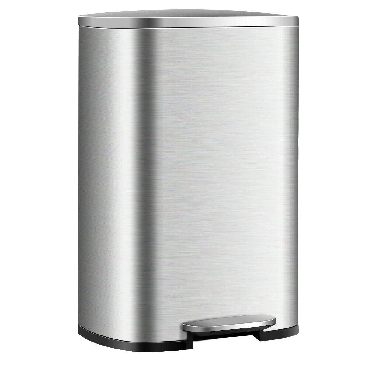 Alt View 8. Gymax - Gymax 13.2 Gallon Trash Garbage Can Stainless Steel Airtight Soft Close Bin W/ Bucket - Silver.