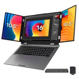 Hotface - Triple-Screen,16" WUXGA+Dual 10.5" Displays,Intel i7-12700H,32GB RAM,1TB SSD+1TB Dock Station,Win 11 Pro - Gray