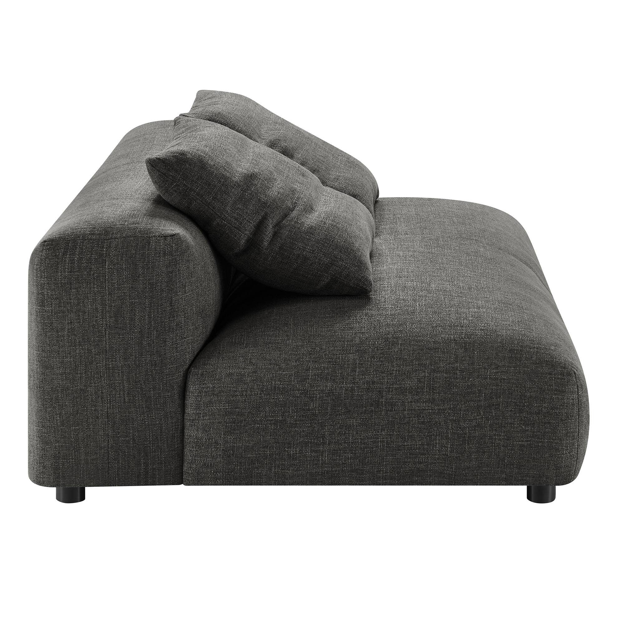 Alt View 4. Modway - Solace Modular Upholstered Fabric Armless Loveseat and Ottoman Set by Modway - Charcoal.