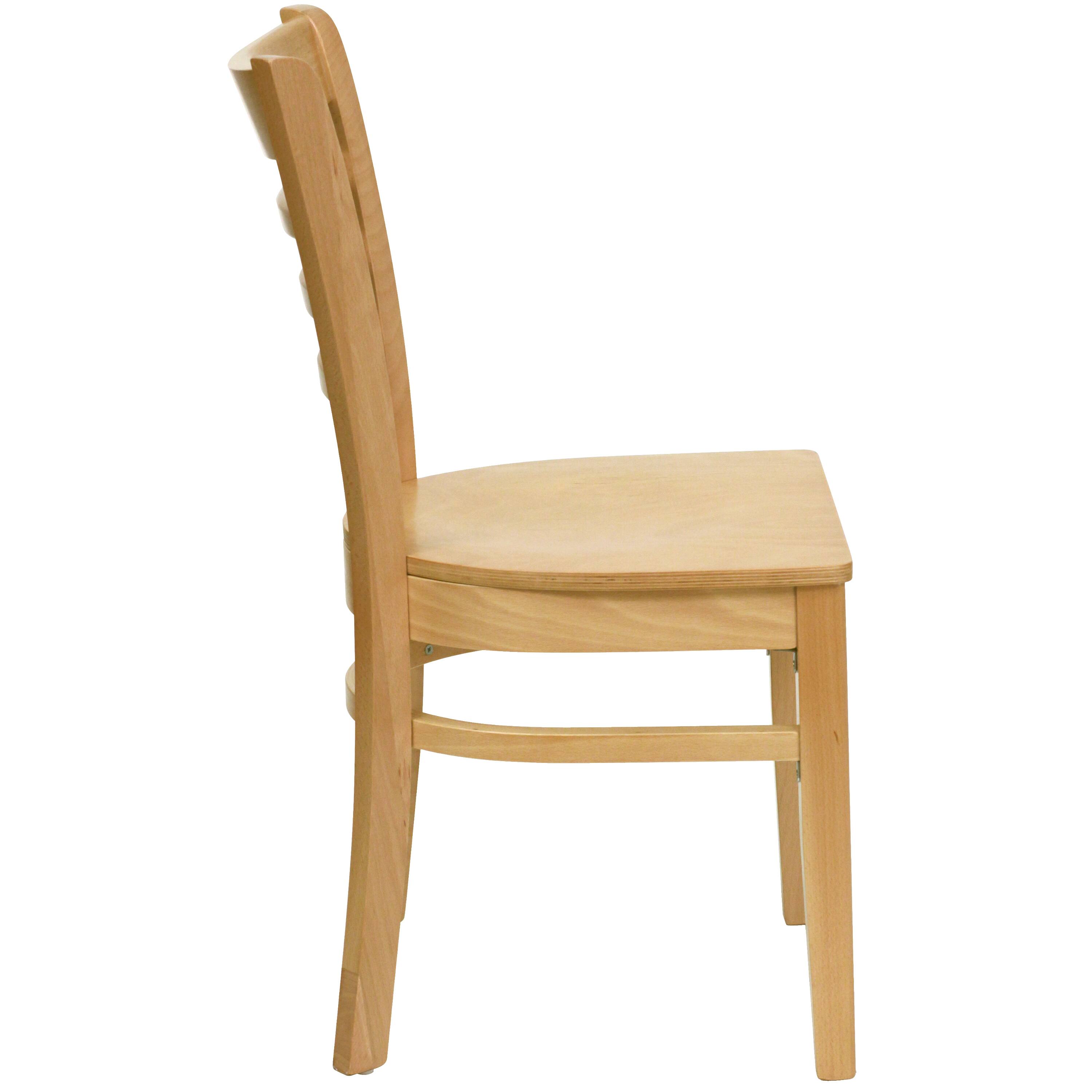 Alt View 6. Emma + Oliver - Ladder Back Wooden Restaurant Dining Chair - Natural Wood Seat/Natural Wood Frame.