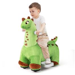 Costway - 6V Kids Ride on Dinosaur with Padded Sea Foot Pedal Music Forward & Wheels - Green