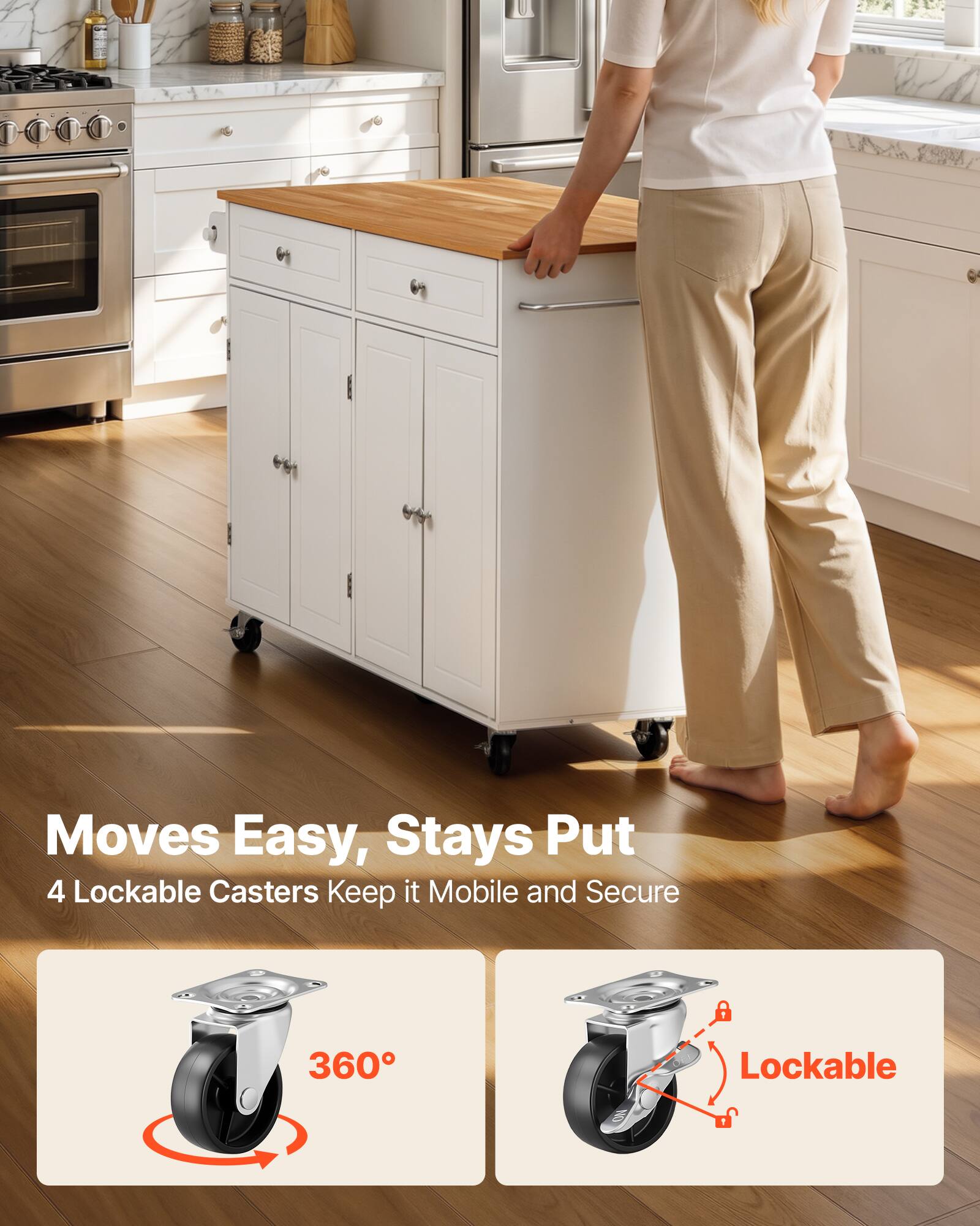 Moves Easy, Stays Put  
4 Lockable Casters Keep it Mobile and Secure  
360°  
Lockable