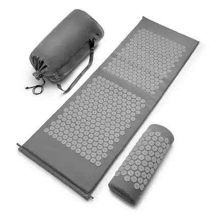 Front. Sorbus - Sivan Acupressure Mat and Pillow Set for Stress, Back & Neck Pain, Acupuncture, Muscle Relaxation, Sciatica, Meditation - Gray.