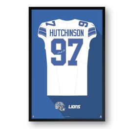 Sporticulture - Aidan Hutchinson Detroit Lions 14" x 20" Away Jersey Framed Art Print - White