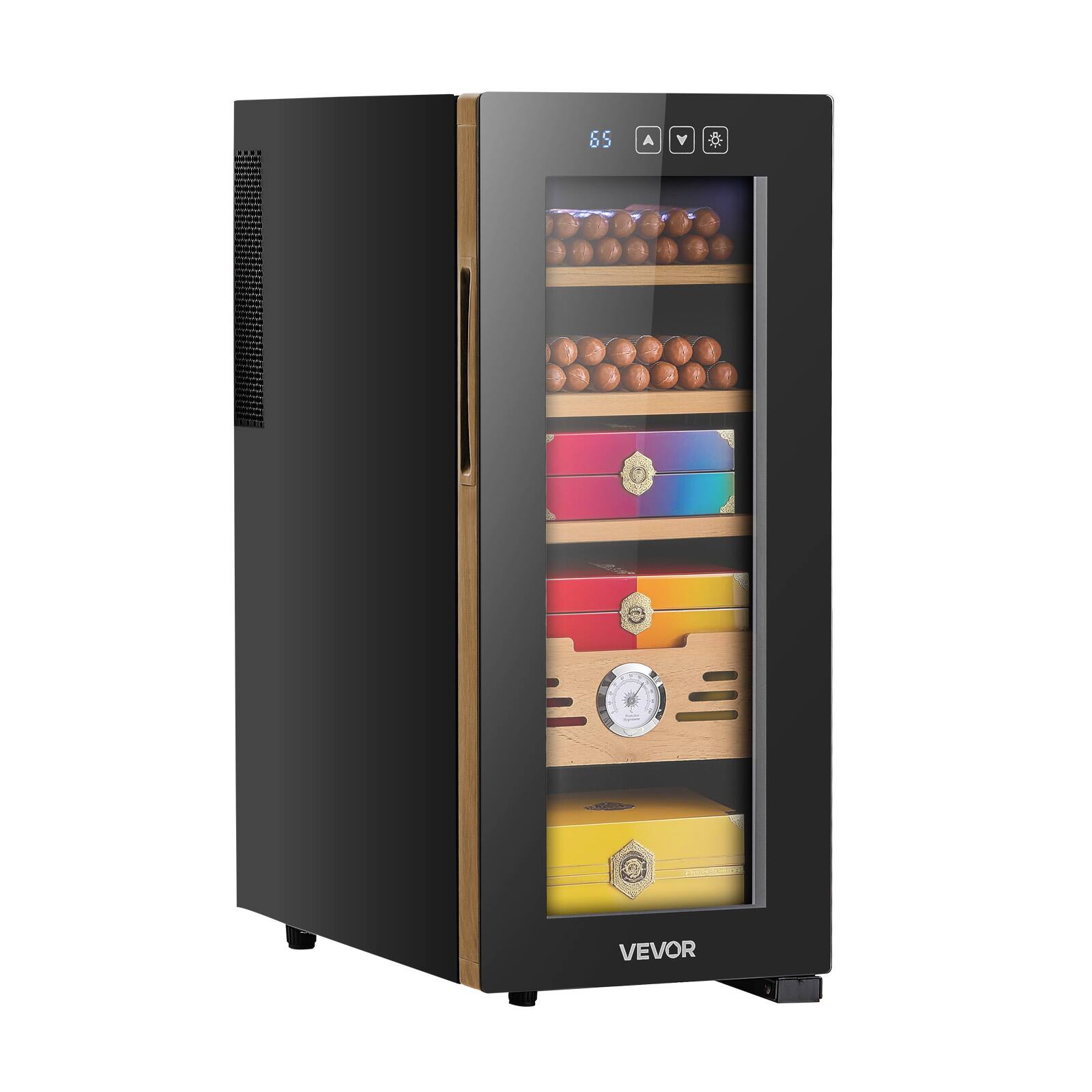 Front. VEVOR - Electric Humidor, 33L, 250 Counts Electric Cigar Humidor Cabinet with Cooling Temperature Control - Black.