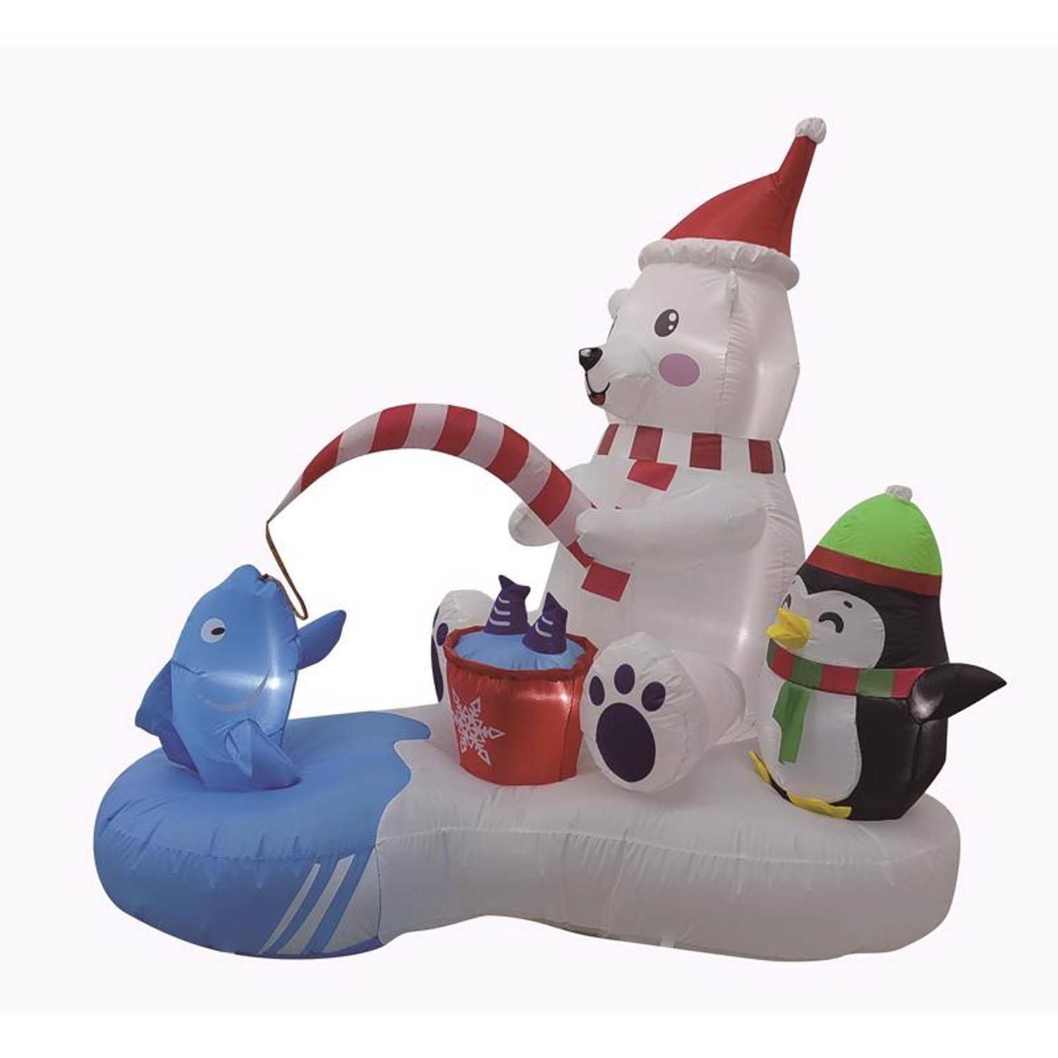 Angle. Celebrations - Celebrations Polar Bear Fishing 5 ft. Inflatable - Multicolored.