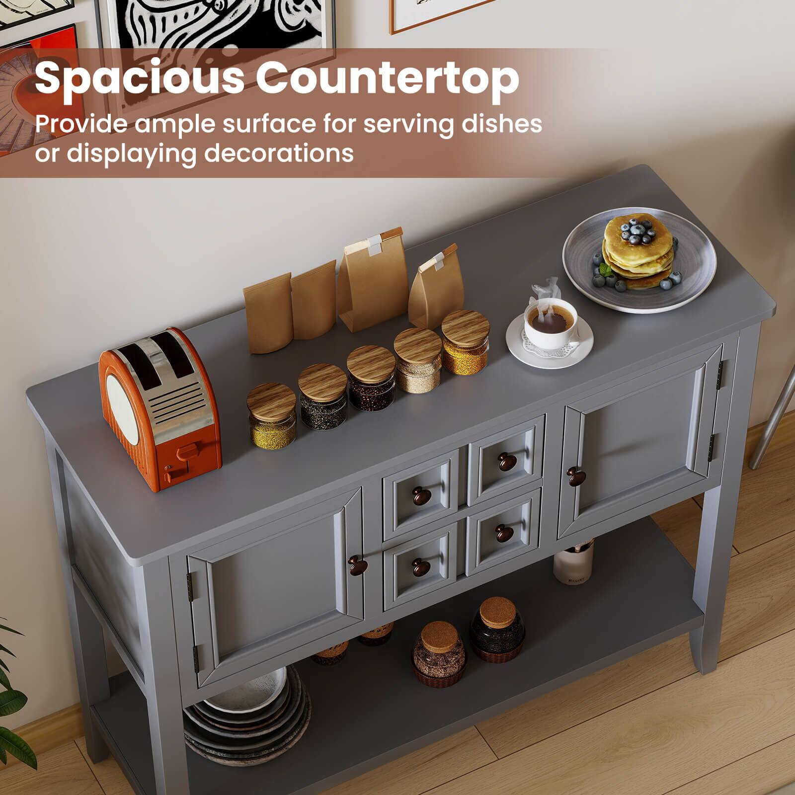 Spacious Countertop  
Provide ample surface for serving dishes or displaying decorations