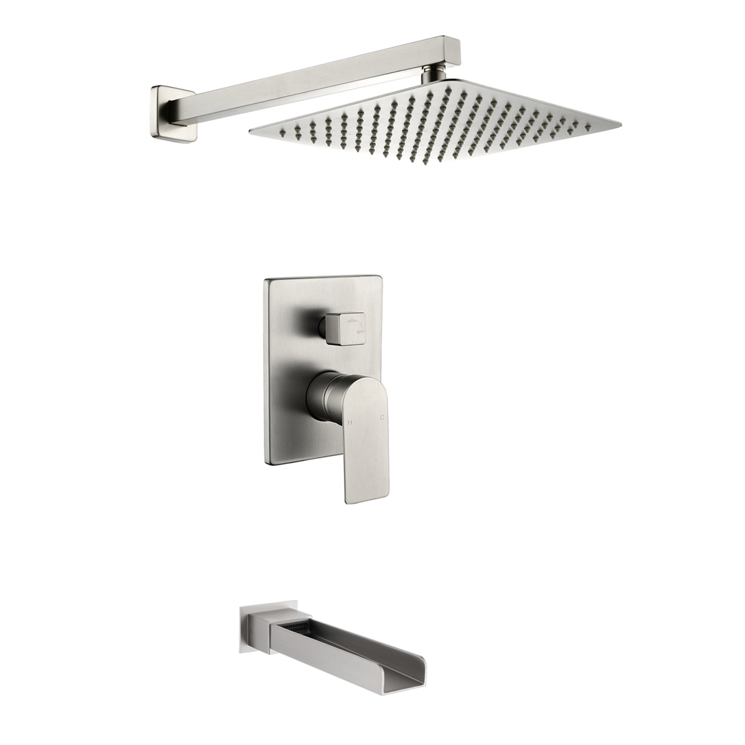 Boyel Living - Brushed Shower Set 10 Inch SUS304 Top Spray Waterfall Spout Dual Water Outlet - Brushed Nickel