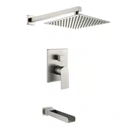 Front. Boyel Living - Brushed Shower Set 10 Inch SUS304 Top Spray Waterfall Spout Dual Water Outlet - Brushed Nickel.