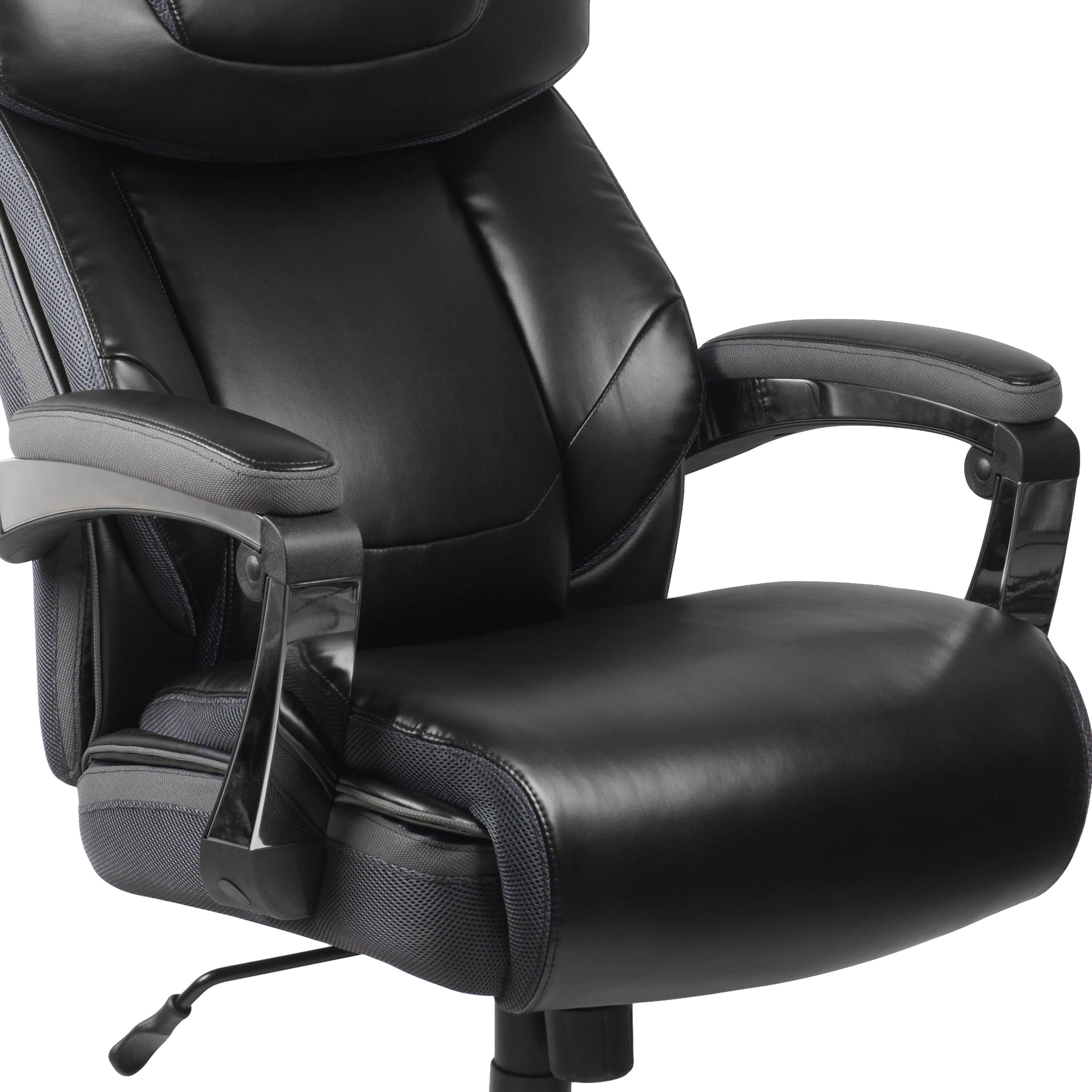 Alt View 8. Emma + Oliver - 500 lb. Big & Tall Height Adjustable Headrest Swivel Ergonomic Office Chair - Black.