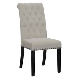 Manhattan Lane - Ali 20 Inch Set of 2 Side Chairs, Light Button Tufted Rolled Back - Gray, Brown