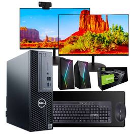 Dell - Refurbished Excellent - Precision 3431 Desktop Computer-Intel i5-NVIDIAQuadro P620-32GB RAM-500GB+2TB SSD-2 24" LCD-Wbcam-Win 11 Pro - Black