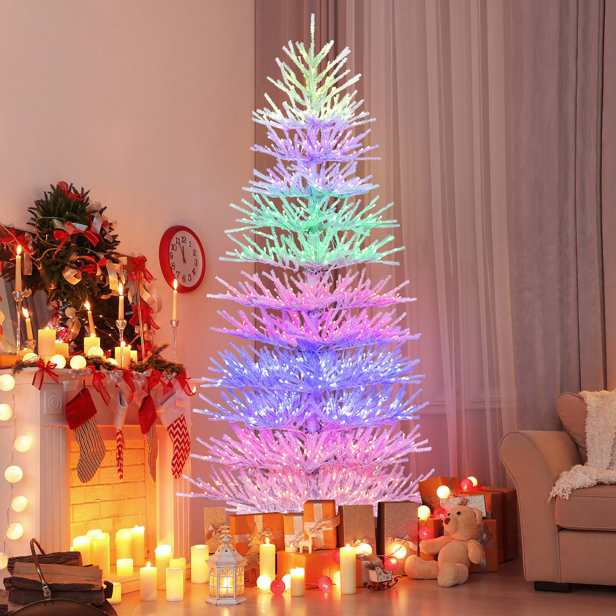 Alt View 1. Gymax - Gymax 7 FT Artificial Xmas Tree Hinged Christmas Tree w/ 820 Coral-Like Branch Tips - White.
