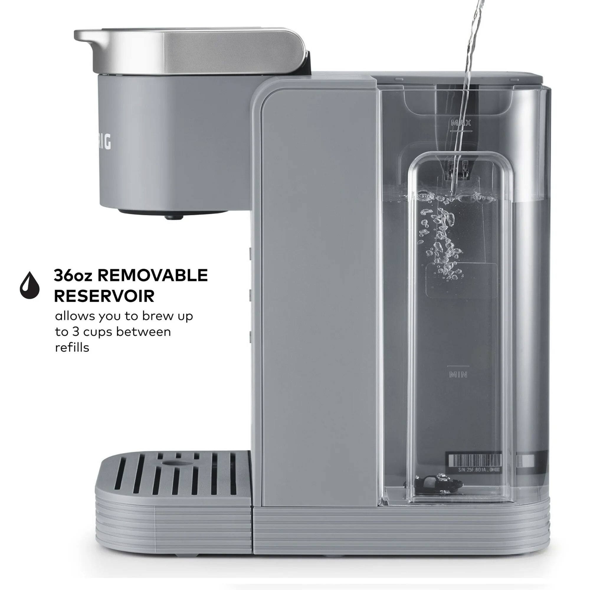 IG MAX 36oz REMOVABLE RESERVOIR allows you to brew up to 3 cups between refills