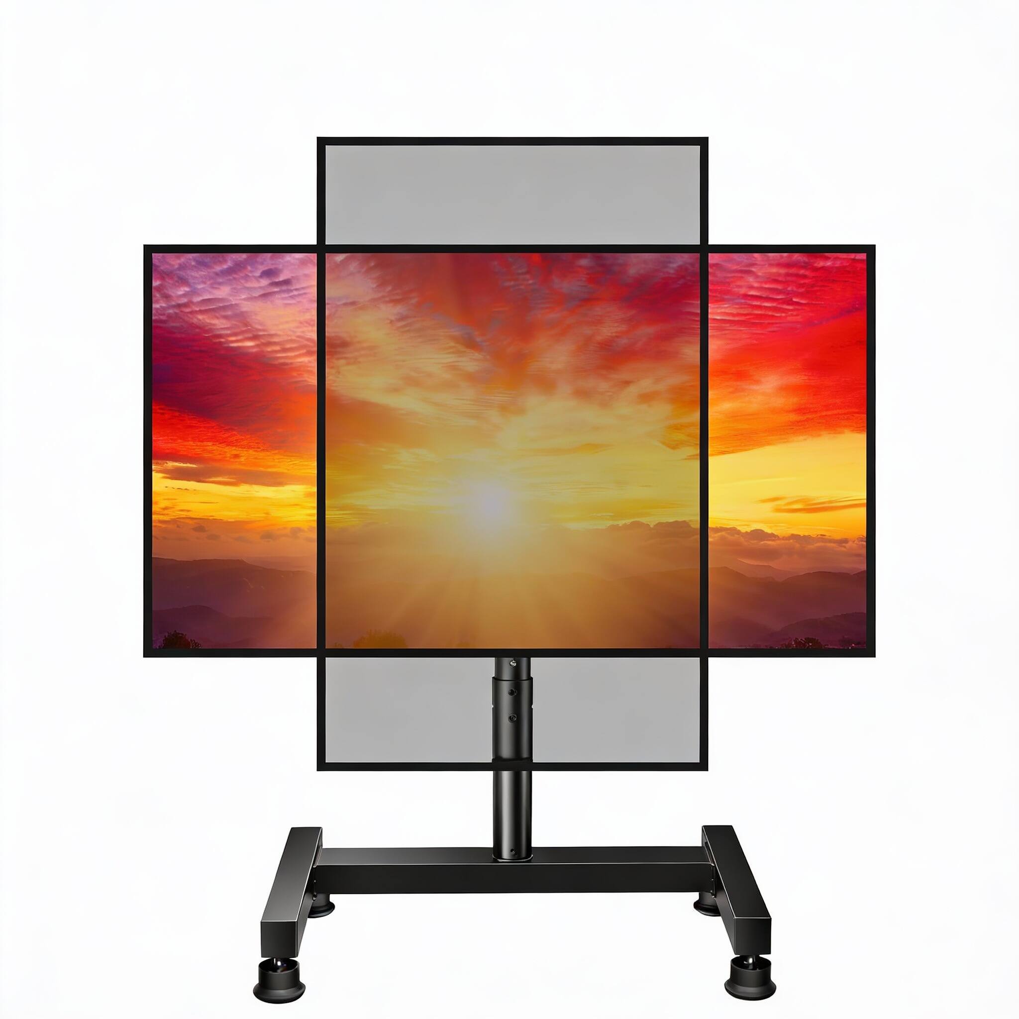 Front. CovertSafe - Steel Floor TV Stand 26-50" 55lbs 180°Rotate -5/+15°Tilt 39-50"H 300x300 VESA - BLACK.