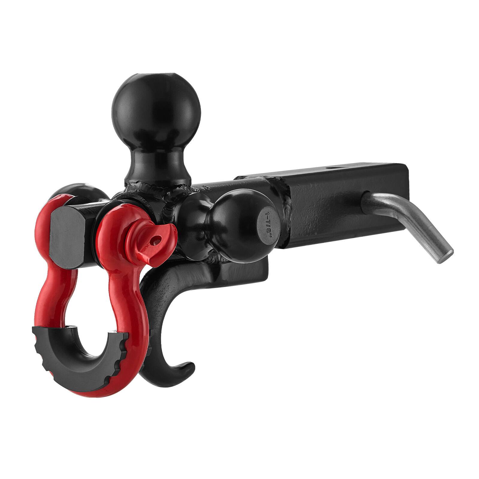 Alt View 5. VEVOR - Trailer Hitch, Tri-Ball Mount with Hook & D-ring, Trailer Ball Size 1-7/8", 2" & 2-5/16", Fit 2-Inch Hitch Receiver - Black.