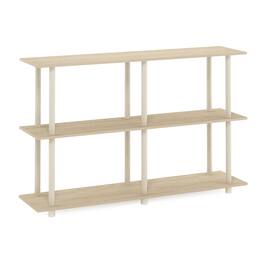 Furinno - Turn-N-Tube No Tools 3-Tier Modern Rectangle Side Display Rack, Bauhaus Oak/Beige - Bauhaus Oak/Beige