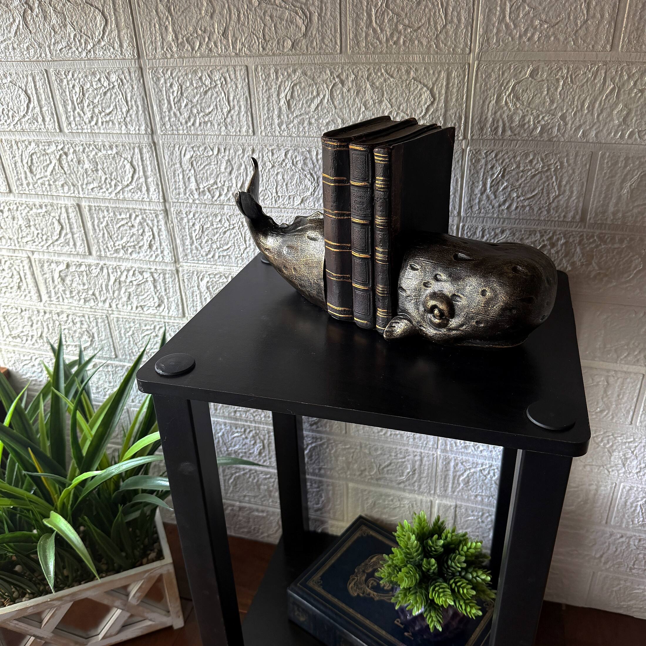 Alt View 5. Zeckos - Sperm Whale Decorative Bookend Set Weathered Bronze Resin 10 Inch Coastal Pair - Bronze.