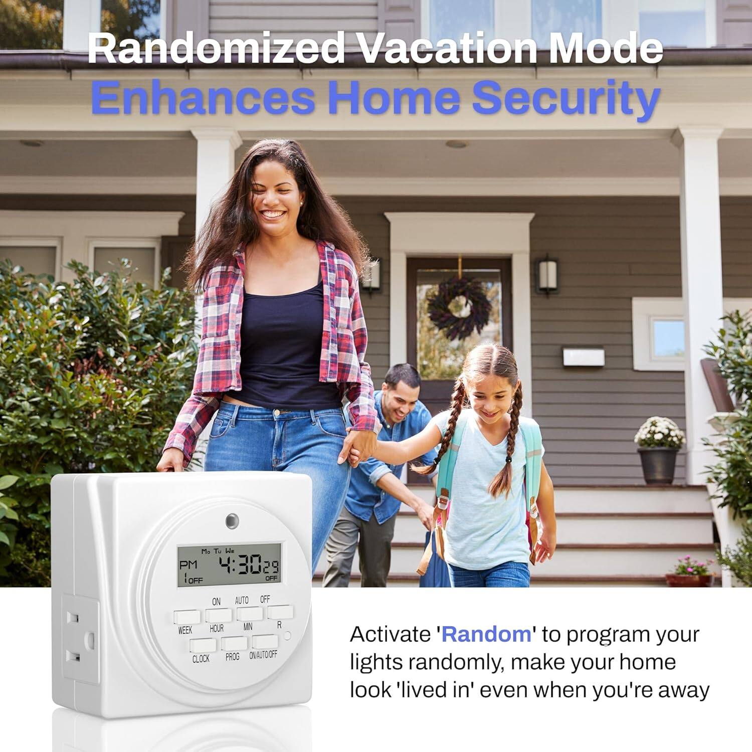 Randomized Vacation Mode Enhances Home Security

Activate 'Random' to program your lights randomly, make your home look 'lived in' even when you're away