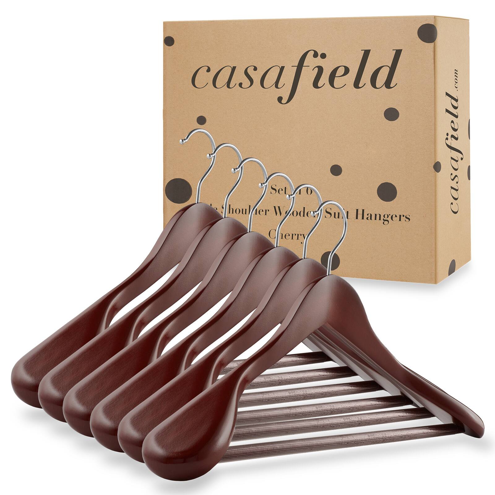 casafield.com  
casafield  
Set of 6  
Shoulder Wooden Suit Hangers  
Cherry