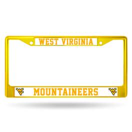 Rico Industries - West Virginia Mountaineers Yellow Painted Chrome Metal License Plate Frame - Multi