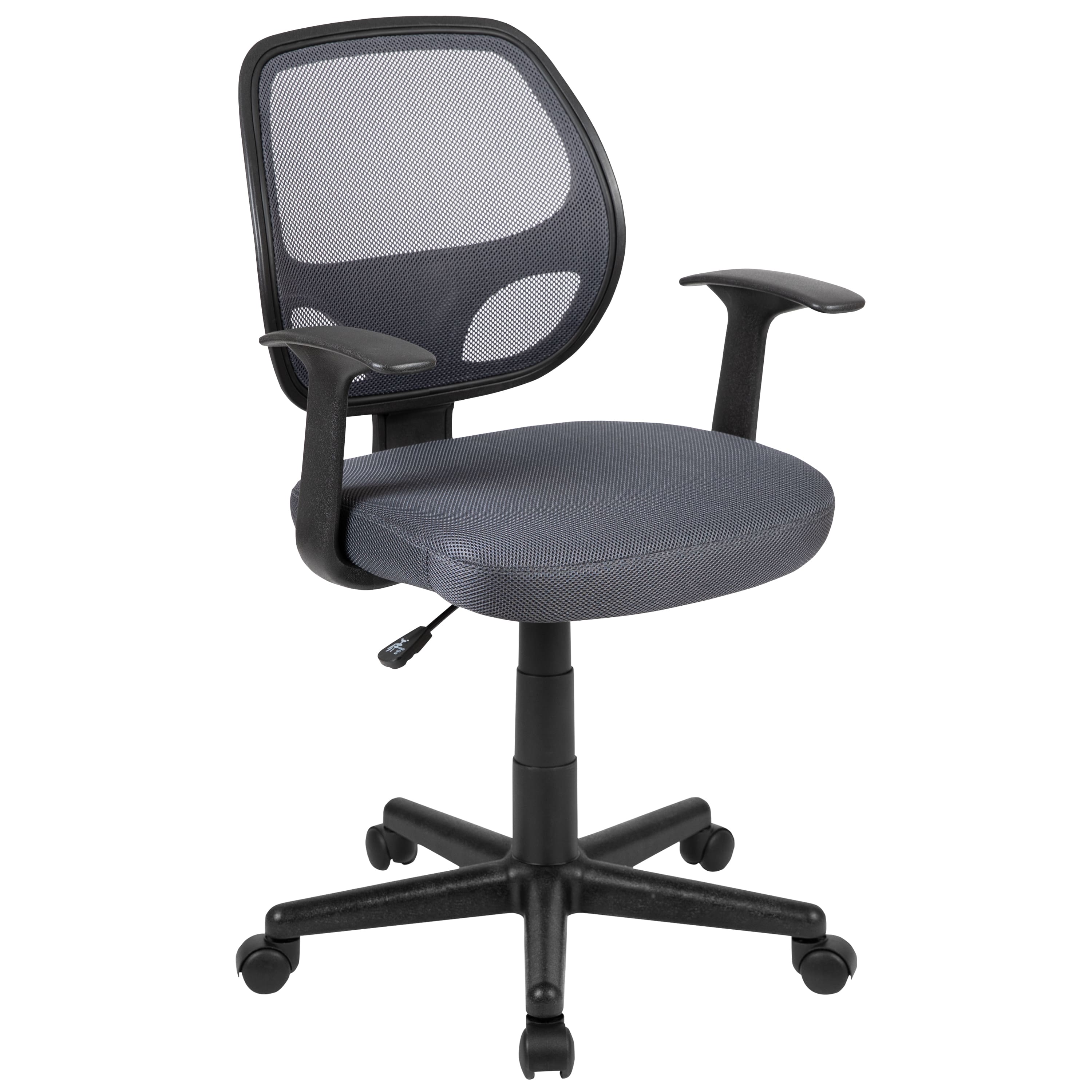 Emma + Oliver - Mid-Back Mesh Swivel Ergonomic Task Office Chair - Arms - Gray