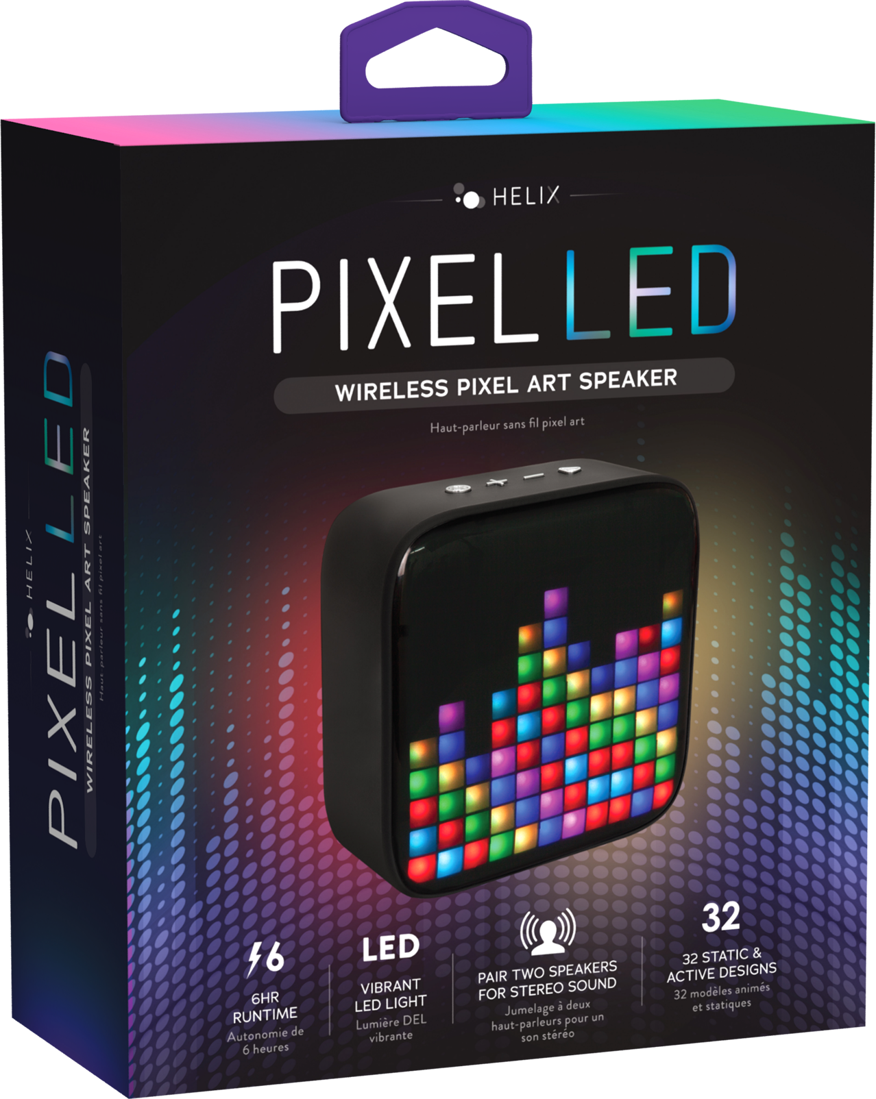 LED SPEAKER 2 ART PIXEL PIXEL WIRELESS

HELIX PIXELLED LED WIRELESS PIXEL ART SPEAKER

- Haut-parleur sans fil pixel art
- 32 LED
- 46 LED LIGHT
- 6HR RUNTIME
- PAIR TWO SPEAKERS FOR STEREO SOUND
- 32 STATIC & ACTIVE DESIGNS
- VIBRANT STEREO SOUND
- Autonomie de 6 heures
- Lumière DEL vibrante
- Jumelage à deux haut-parleurs pour un son stéréo