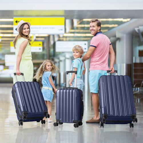 Alt View 10. Winado - 3-Piece 20in 24in 28in Lightweight ABS Hardside Hardshell Carry-On Luggage Set with Spinner Wheels and Combination Lock - Navy Blue.