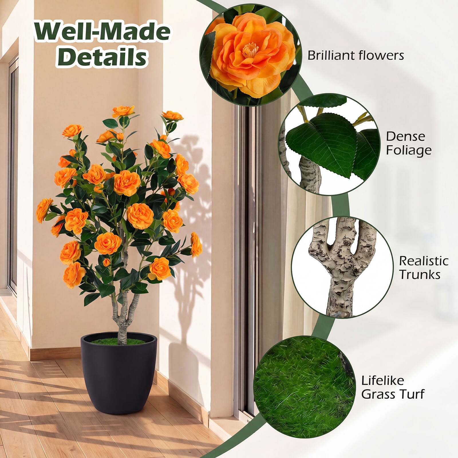 Well-Made Details  
Brilliant flowers  
Dense Foliage  
Realistic Trunks  
Lifelike Grass Turf