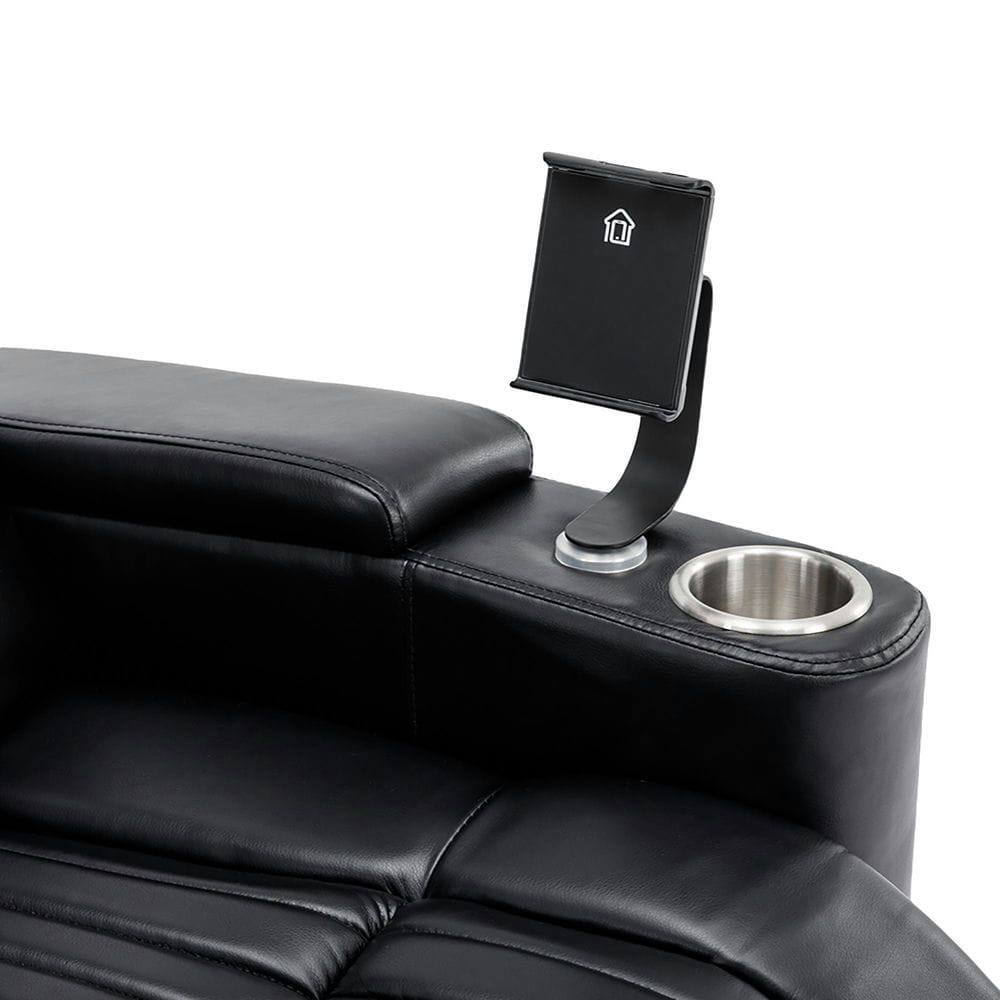 Alt View 6. Kadyn - 270° Power Swivel Home Theater Recliner with Arm Storage, LED Strip, Cup Holder, Tray Table & Phone Holder - Black.