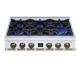 Forno Appliances - 36 in. Wide 6 Burner Valente Built-In Gas Cooktop - White - White