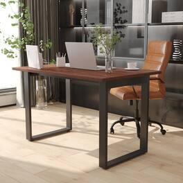 Emma + Oliver - Remy 48x30 Dining or Gaming Table with Double Sided Laminate Table Top and Heavy Duty U-Frame Steel Base - Walnut