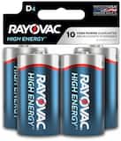 Rayovac - High Energy D Batteries (4 Pack), Alkaline D Cell Batteries