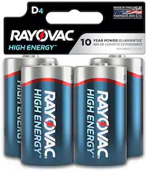 Rayovac - High Energy D Batteries (4 Pack), Alkaline D Cell Batteries - Front_Zoom