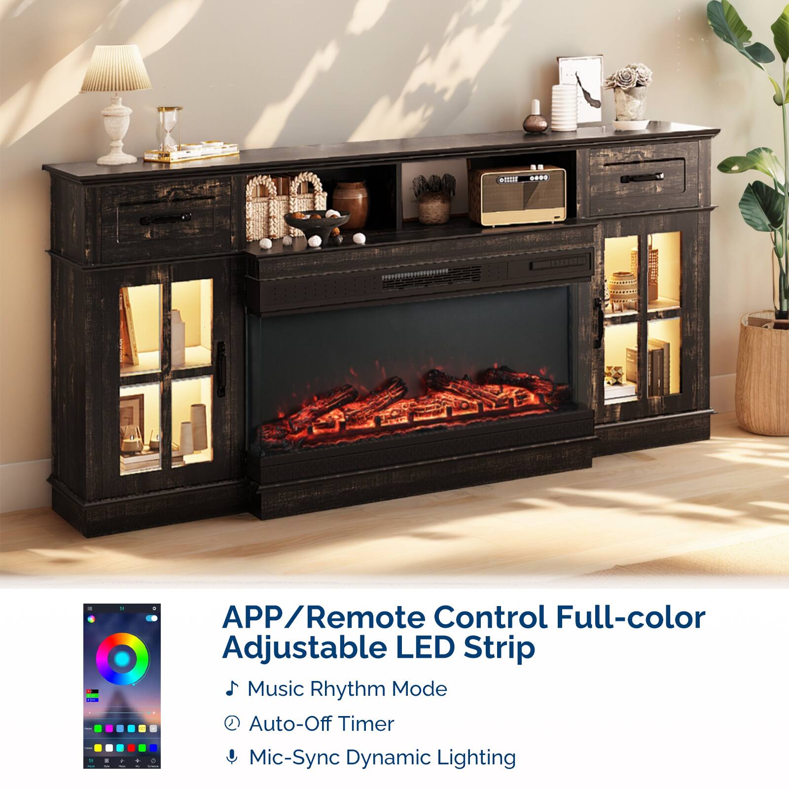 APP/Remote Control Full-color Adjustable LED Strip

- Music Rhythm Mode
- Auto-Off Timer
- Mic-Sync Dynamic Lighting