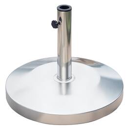 Outsunny - 55lb Round Stainless Steel Outdoor Patio Umbrella Stand Base with Heavy Cement Bottom & Mirror Finish - Silver