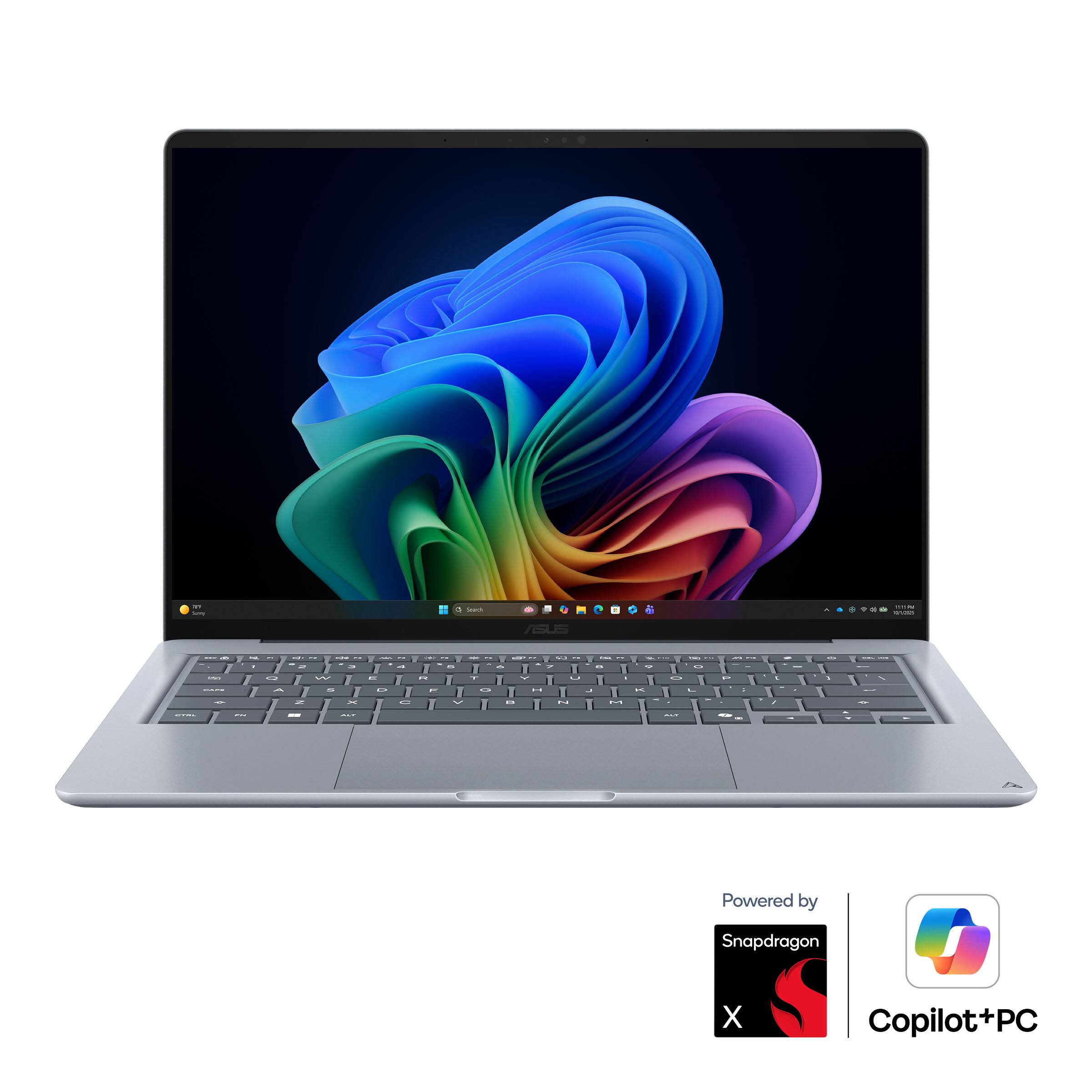 m 2mg  
a Search  
ASUS  
a  
..... + SAM  
- 8 - - -  
- - ... .. -- .  a R W A = M X  - DE  
- - . a E D C  
- " F  
7% >  
- .. CXI I OF .. - -- - ^  " . Y U - 0 H J D 2 1  
V >>  
D -  
- -    L : 0 -  
- - .  
 - 1  
.. .  
A  
1  :  
F  
Powered by  
Snapdragon  
X  
Copilot+PC