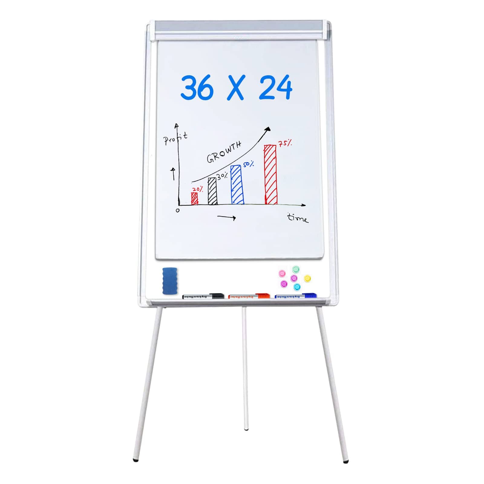 HOMLUX - Bulletin Boards - Tripod Whiteboard Portable Dry Erase Board 36 x 24 inches Flipchart Board Height Adjustable - White