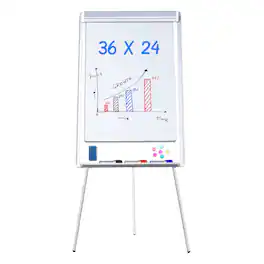 HOMLUX - Bulletin Boards - Tripod Whiteboard Portable Dry Erase Board 36 x 24 inches Flipchart Board Height Adjustable - White