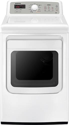 Front Standard. Samsung - 7.4 Cu. Ft. 11-Cycle Steam Gas Dryer - White.