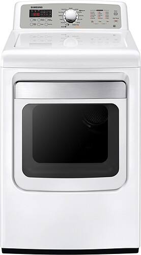 Front Standard. Samsung - 7.4 Cu. Ft. 13-Cycle Steam Electric Dryer - White.