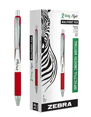 Z-Grip Flight
Ballpoint Pen
Advanced Red Ink
1.2mm
Bold Point
Impactful Smooth Writing
Zebra
12 Pack