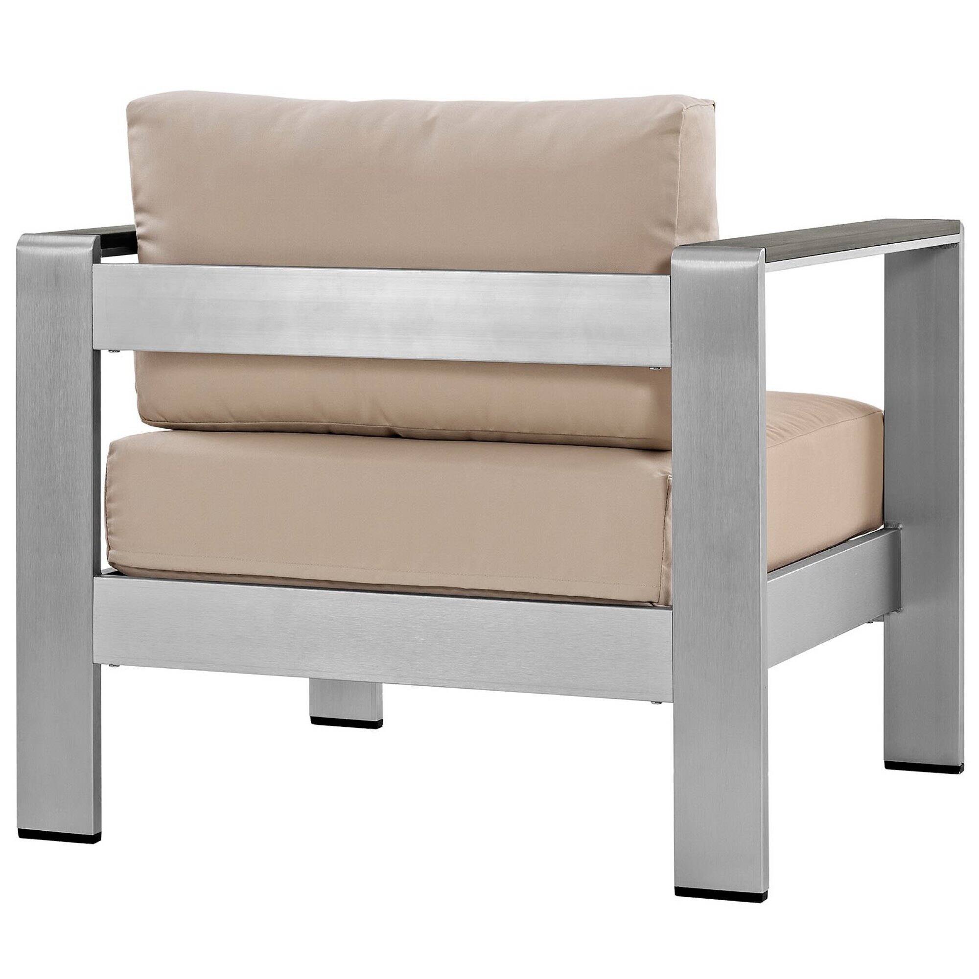 Back. Modway - Shore Outdoor Patio Aluminum Armchair by Modway - Silver Beige.